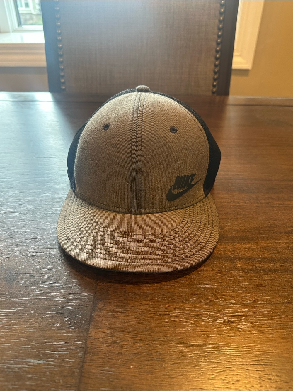 Nike Gray Black SnapBack Hat Swoosh Logo